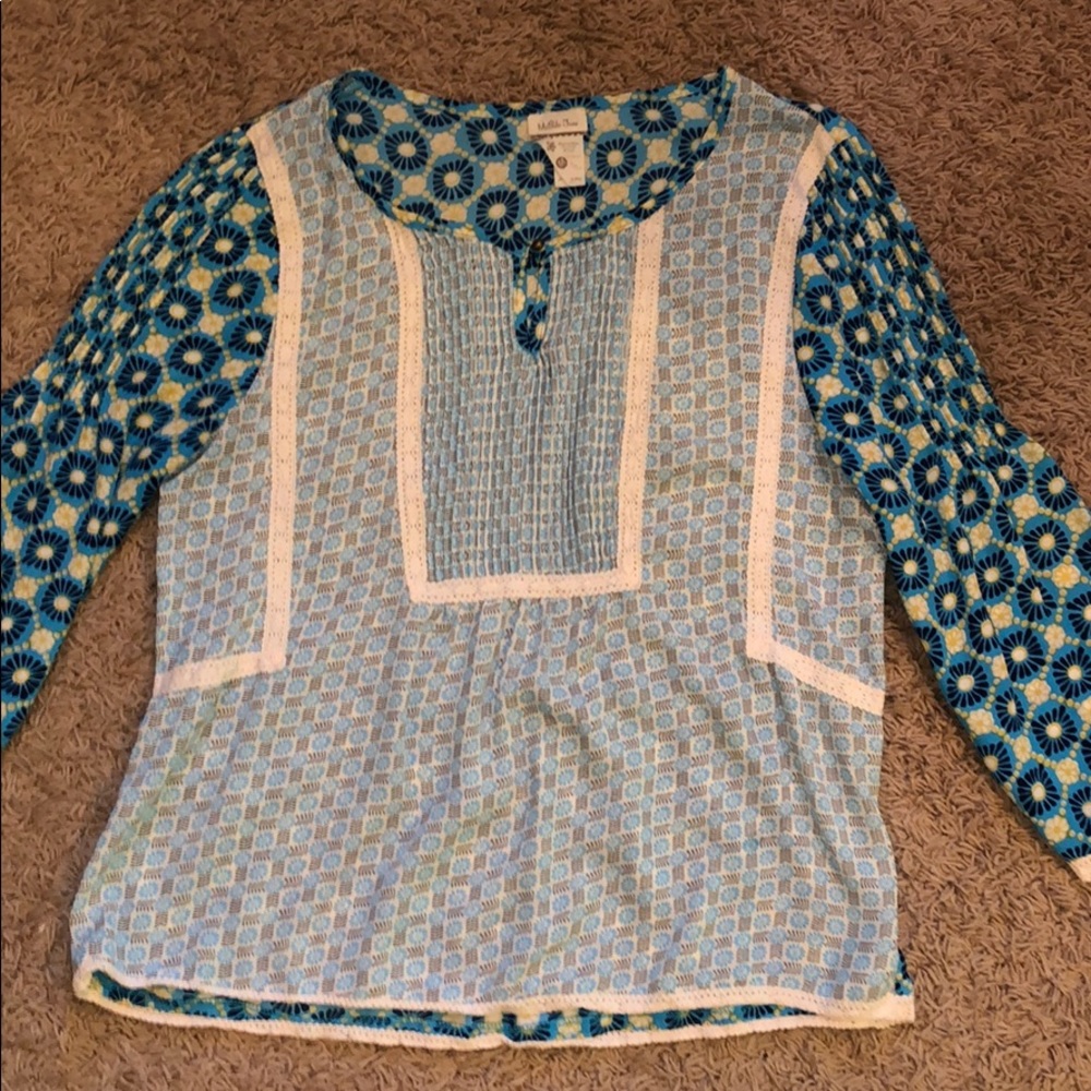 Matilda Jane blue floral blouse. Size medium.